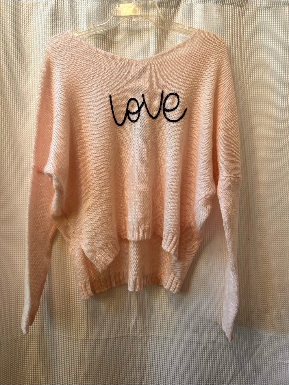 Wooden Ships Pink Off-the-Shoulder Love Knit Sweater